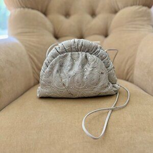 VTG Auth RITA DIANA for MYLINKA Silver SilK Embellished Puffer Evening Bag